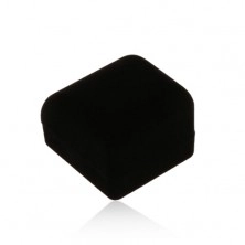 Zamatová krabička na prsteň alebo náušnice, čierna farba, skosená vrchná časť