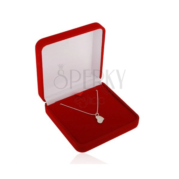 Červená darčeková krabička na retiazku alebo náhrdelník, zamatový povrch