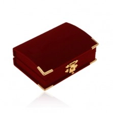 Zamatová bordová krabička na set - truhlica, detaily v zlatej farbe