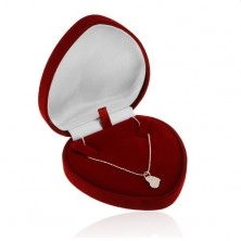 Darčeková krabička - bordové zamatové srdce na retiazku alebo náhrdelník