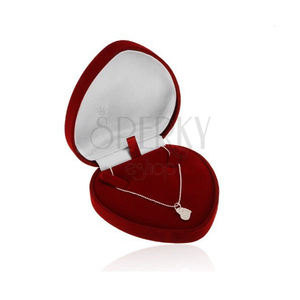 Darčeková krabička - bordové zamatové srdce na retiazku alebo náhrdelník