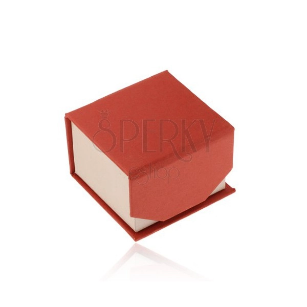 Krabička na prsteň alebo náušnice, červeno-béžový ligotavý povrch, magnet