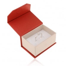 Červeno-béžová krabička na prsteň alebo náušnice, magnetické zatváranie