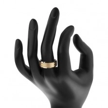 Dvojfarebný tungstenový prsteň s troma pásikmi zlatej farby, lesklo-matný, 8 mm