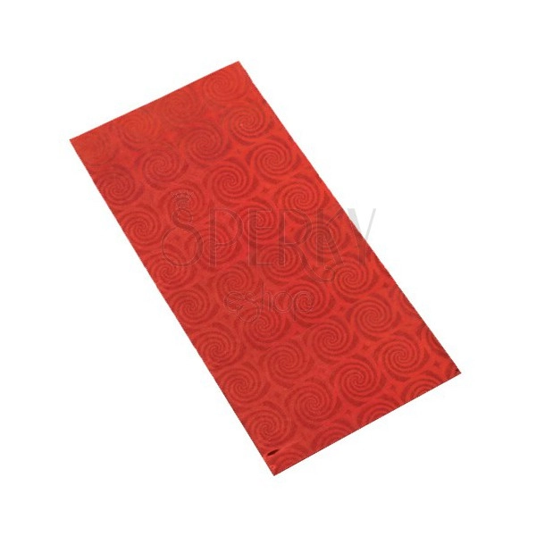 Lesklý darčekový sáčok z celofánu červenej farby s motívom špirálok
