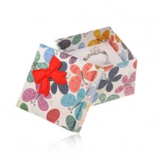Darčeková krabička na prsteň alebo náušnice, farebné motýle s ornamentami