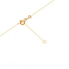 Zlatý 9K náhrdelník - retiazka z oválnych očiek, lesklá zahnutá línia so zirkónikmi