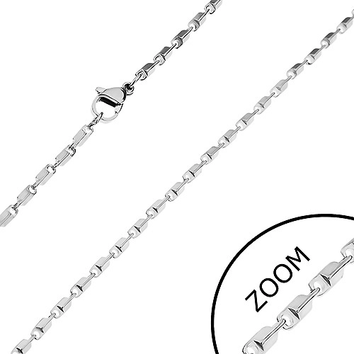 E-shop Šperky Eshop - Oceľová retiazka v striebornom odtieni - lesklé skosené hranoly, 2 mm Z27.05