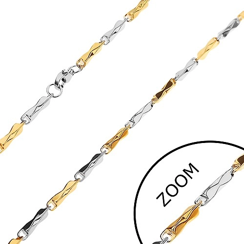 E-shop Šperky Eshop - Retiazka z chirurgickej ocele, dvojfarebné hranoly so zúženým stredom, 3 mm Z27.07