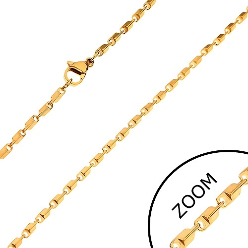 E-shop Šperky Eshop - Oceľová retiazka zlatej farby - lesklé skosené hranaté články, 2 mm Z27.08