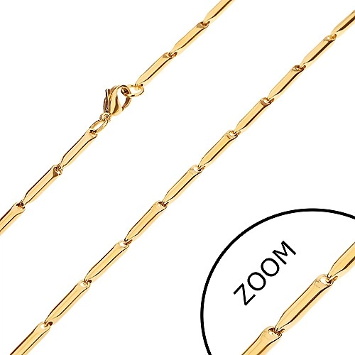 E-shop Šperky Eshop - Oceľová retiazka v zlatom odtieni, lesklé podlhovasté valčeky, 3 mm Z28.12