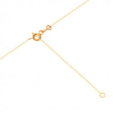 Náhrdelník z 9K zlata - jemná retiazka, kruh s výrezom nesúmerného srdca