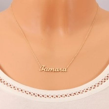 Zlatý nastaviteľný náhrdelník 585 s menom Tamara, jemná ligotavá retiazka