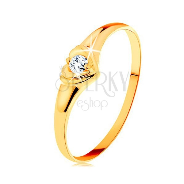 Diamantový zlatý prsteň 585 - ligotavé srdiečko so vsadeným okrúhlym briliantom