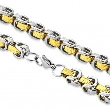 Sada z chiurgickej ocele - náhrdelník s náramkom, dvojfarebné články, grécky kľúč
