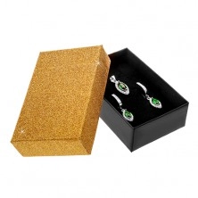 Darčeková krabička na set alebo náhrdelník - trblietavý povrch zlatej farby