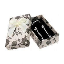 Krabička na set alebo retiazku, béžovo-čierna s motívom kvetov
