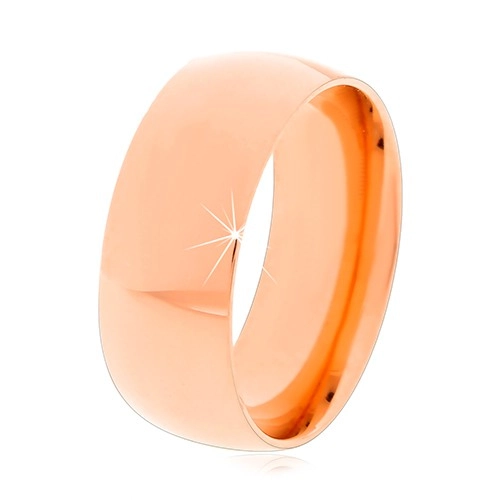 Oceľový prsteň v medenom odtieni, lesklé zaoblené ramená, 8 mm - Veľkosť: 67 mm
