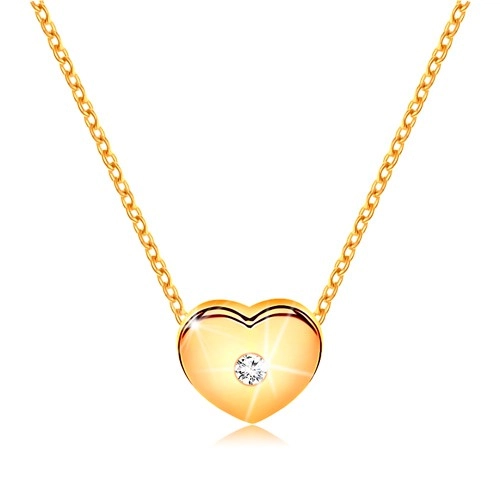 E-shop Šperky Eshop - Briliantový náhrdelník zo žltého 14K zlata - srdiečko s čírym diamantom, retiazka BT500.92