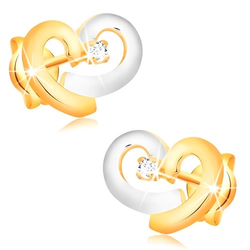 E-shop Šperky Eshop - Briliantové náušnice zo zlata 585 - obrys nesúmerného srdca, diamant čírej farby S3BT501.52
