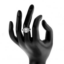 Strieborný prsteň 925, číra zirkónová obruč so zrnkovým zirkónom v strede