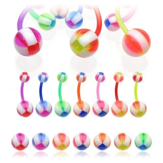 Piercing do pupka Multicolor Balla - Farba piercing: Ružová
