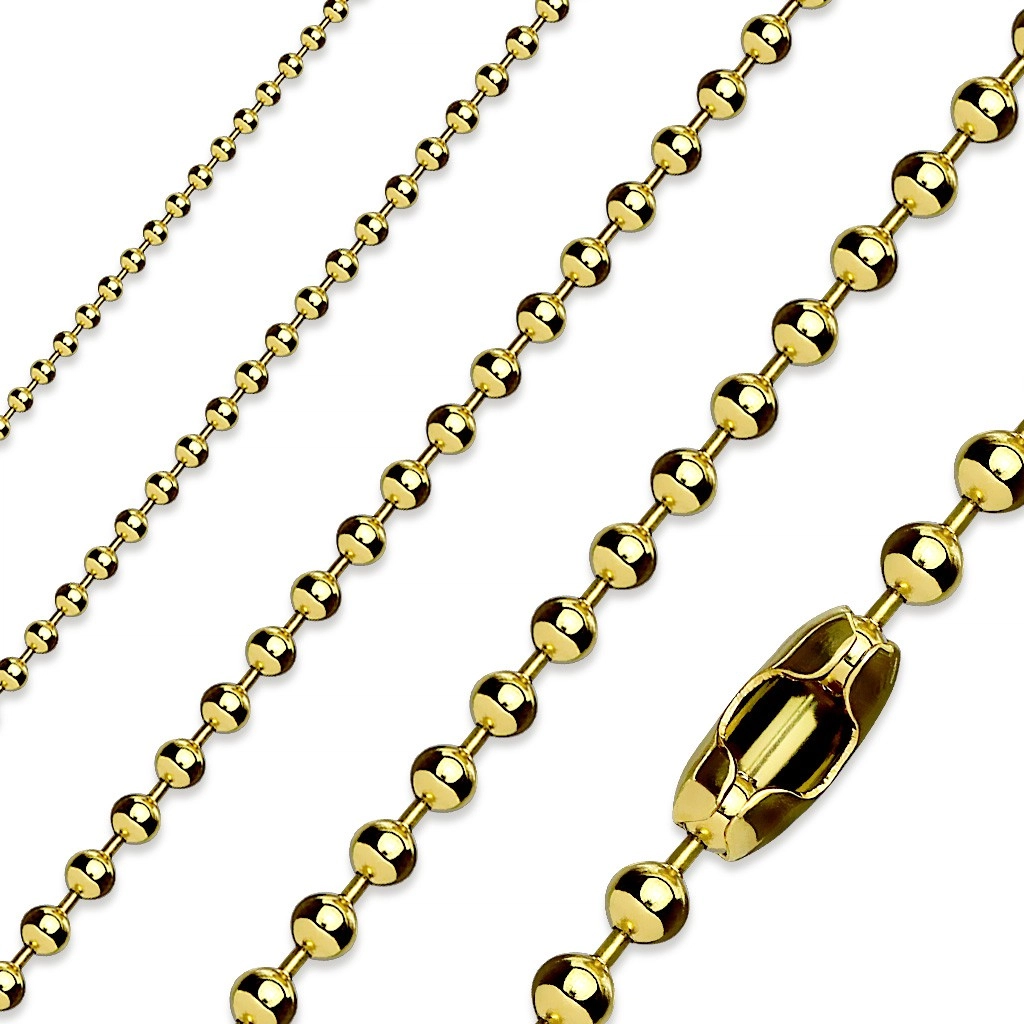 E-shop Šperky Eshop - Army retiazka z ocele 316L, lesklé hladké guličky, zlatý odtieň AB01.15/02.01 - Hrúbka: 1,5 mm, Dĺžka: 460 mm