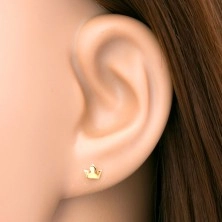 Piercing do ucha zo žltého 14K zlata - malá trojcípa korunka