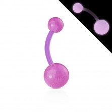Bioflex piercing do pupka - guličky s malými bublinkami, svietiaci v tme