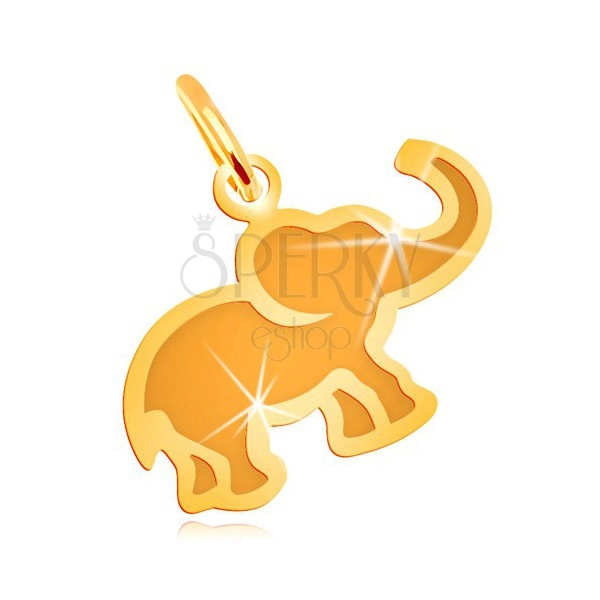 Prívesok v žltom 14K zlate - malý plochý sloník s matným stredom