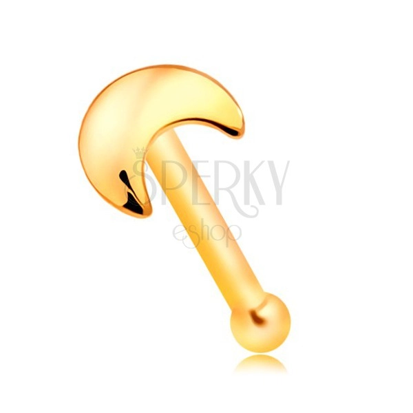 Rovný piercing do nosa zo žltého zlata 585 s kosáčikom mesiaca