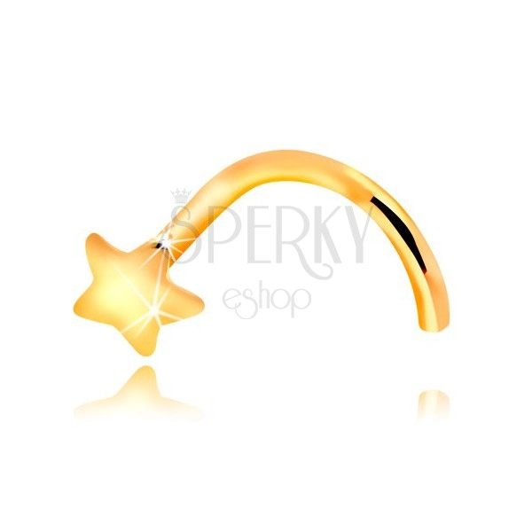 Piercing do nosa zo žltého 14K zlata - zahnutý, malá hviezdička