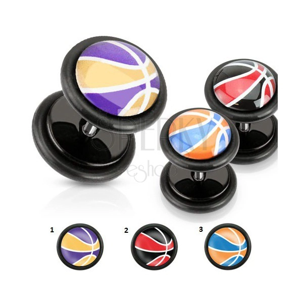 Akrylový falošný plug, farebná basketbalová lopta, čierne gumičky