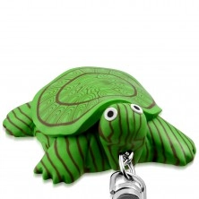 Kľúčenka - zelená FIMO korytnačka s čierno-bielymi očami, magnet