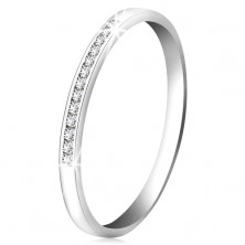 Briliantový prsteň z bieleho 14K zlata - ligotavá línia drobných čírych diamantov