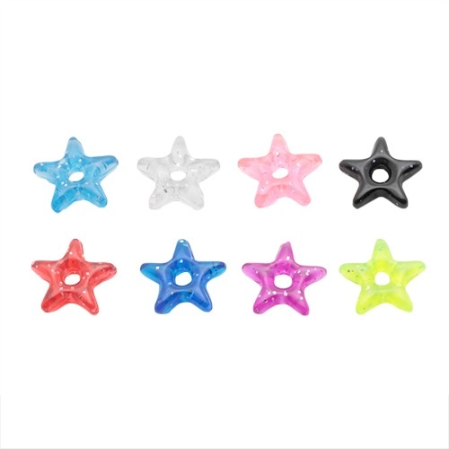 Prívesok na piercing - farebná akrylová hviezdička s trblietkami - Farba: Svetlomodrá