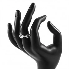 Strieborný 925 prsteň - lesklý symbol nekonečna a vrúbkovaná línia