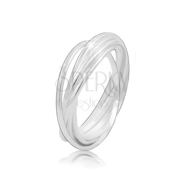 Strieborný prsteň 925 - prepojené tenké prstence, lesklý hladký povrch