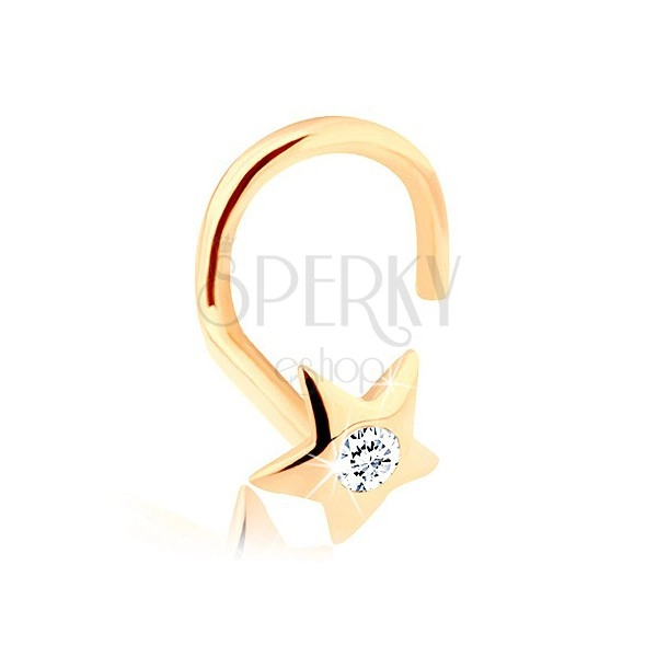 Diamantový zlatý piercing do nosa 585 - ligotavá hviezdička s briliantom