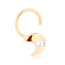 Diamantový zlatý piercing do nosa 585 - zahnutý, kosáčik mesiaca s briliantom