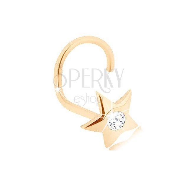 Zlatý 14K piercing do nosa - ligotavá hviezdička s brúseným diamantom