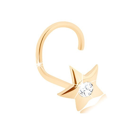 Zlatý 14K piercing do nosa - ligotavá hviezdička s brúseným diamantom