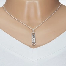 Strieborný 925 náhrdelník, keltský uzol s čiernou líniou, špirálovitá retiazka
