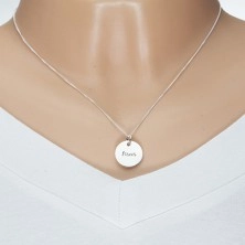 Strieborný náhrdelník 925, retiazka a okrúhly prívesok - znamenie RYBY