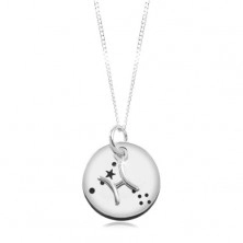 Strieborný náhrdelník 925, retiazka a okrúhly prívesok - znamenie RYBY