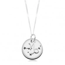 Strieborný 925 náhrdelník, retiazka a okrúhly prívesok - KOZOROŽEC