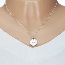 Strieborný 925 náhrdelník, retiazka a okrúhly prívesok - PANNA