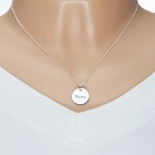 Strieborný 925 náhrdelník, retiazka a okrúhly prívesok - BÝK