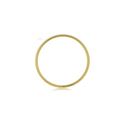 Zlatý 375 piercing - lesklý tenký krúžok, hladký povrch, žlté zlato - Hrúbka x priemer: 0,6 mm x 10 mm