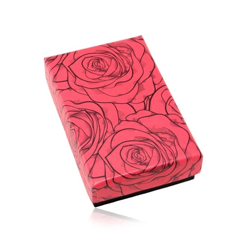 E-shop Šperky Eshop - Darčeková krabička na set alebo náhrdelník, červeno-čierna kombinácia, ruže Y19.20